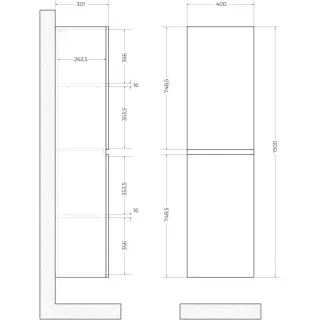 Шкаф-пенал ArtMax Torino AM-TORINO-1500-2A-SO-LO-P 40 см лотос